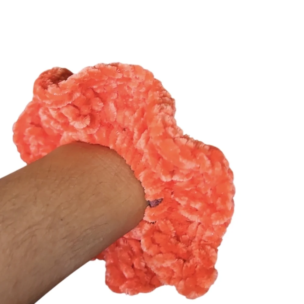Handmade Tie Coral Concerto Crochet Scrunchie Ballerina Hair Accessory Chenille